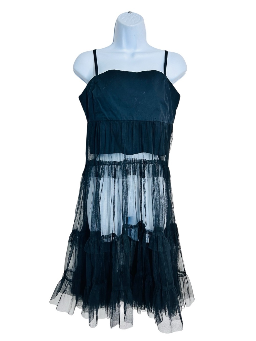 Anthropologie Maeve Black Sheer Tulle Tutu Dress Size S Festival Whimsigoth NWT